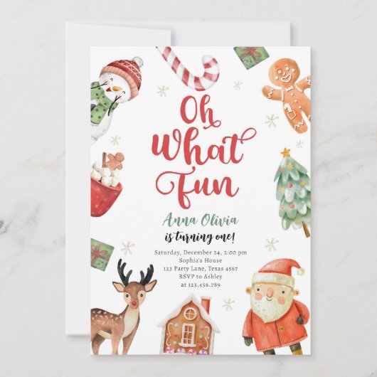 オーwhatおもしろいホリデーパーティークリスマスサンタ誕生日 招待状 (正面)