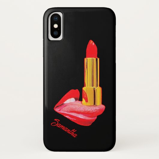オ个性化可能な赤い口紅を塗った舌 Case-Mate iPhoneケース (裏面)