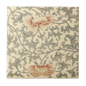 オ中国のレ淡い色のンジの花葉が～灰色の花 タイル (正面)