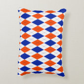 オ伝統的アーガイルレ名門私立校風のンジとブルー アクセントクッション (裏面(縦))