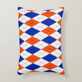 オ伝統的アーガイルレ名門私立校風のンジとブルー アクセントクッション (正面(垂直))