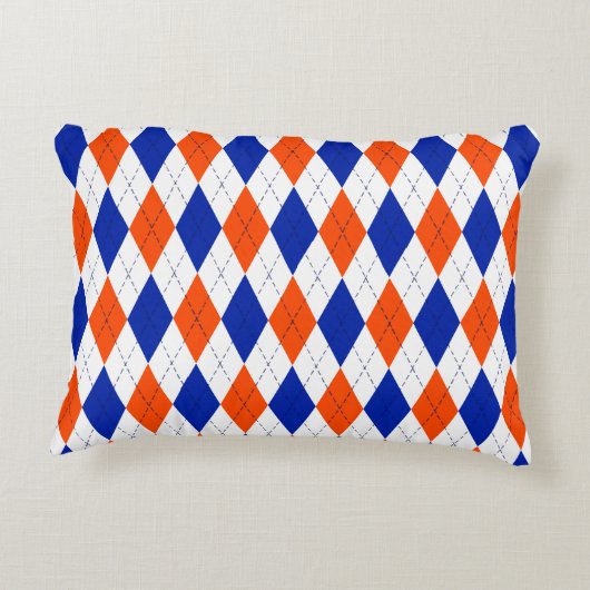 オ伝統的アーガイルレ名門私立校風のンジとブルー アクセントクッション (裏面)