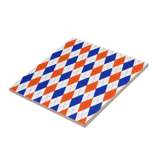 オ伝統的アーガイルレ名門私立校風のンジとブルー タイル (側面)