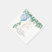 オ少年ユーカリ青バルーンベビーシャワー スタンダードカクテルナプキン (角)