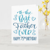 オ最高のフ75誕生日タイポグラフィイン・ブルー カード (黄色い花)