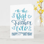 オ最高のフ77th誕生日タイポグラフィインブルー カード (黄色い花)