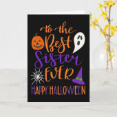 オ最高のレンジと紫の姉妹のハロウィーン カード (黄色い花)