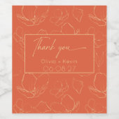 オ無地のはっきりしたレンジモダン金ゴールド結婚フローラ ワインラベル (シングルラベル)