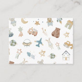 オ男のお洒落子の水色ドードルベビーシャワー エンクロージャーカード (裏面)