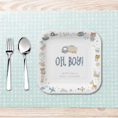 オ男のお洒落子の水色ドードルベビーシャワー ペーパープレート