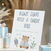 オ男のお洒落子の水色ドードルベビーシャワー 台座サイン