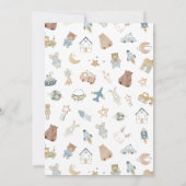 オ男のお洒落子の水色ドードルベビーシャワー 招待状 (裏面)