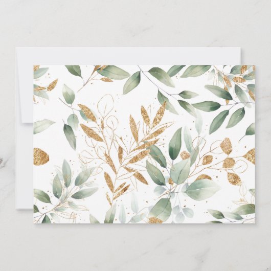 オ男の子のエレガント緑のシンプル金ゴールド赤ちゃんシャワー 招待状 (裏面)