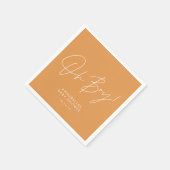 オ男の子のシャワーのスクリプトのオレンジエレガント スタンダードカクテルナプキン (角)