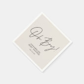 オ男の子のシャワーのスクリプトクリームニュートラルエレガント スタンダードカクテルナプキン (角)
