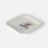 オ男の子エレファント素朴金ゴールドブルーベビーシャワー ペーパープレート (傾斜あり)