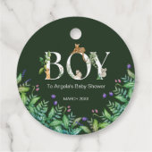 オ男の子サファリ動物ジャングルグリーンベビーシャワー フェイバータグ (裏面)