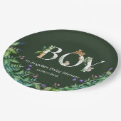 オ男の子サファリ動物ジャングルグリーンベビーシャワー ペーパープレート (アングル)