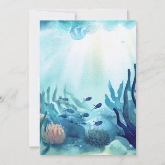 オ男の子シーホースかわいい海赤ちゃんシャワー 招待状 (裏面)