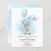 オ男の子ゾウ水の色ブルーベビーシャワー (正面/裏面)