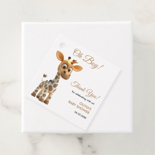 オ男の子ベビーキリンかわいい男の子の赤ちゃんシャワーありがとう フェイバータグ (インサイチュ)