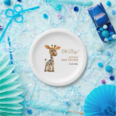 オ男の子ベビーキリンかわいい男の子ベイビーシャワー ペーパープレート (パーティー)