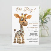 オ男の子ベビーキリンかわいい男の子ベイビーシャワー 招待状 (スタンド正面)