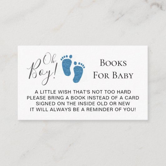 オ男の子ベビー足本ベビー赤ちゃんシャワー エンクロージャーカード (正面)