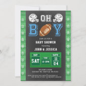 オ男の子ボすごいールボーイフットボール赤ちゃんシャワー 招待状 (正面)