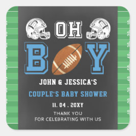 オ男の子ボルすごいフットボール赤ちゃんシャワー スクエアシール