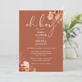 オ男の子素朴フローラ秋秋赤ちゃんシャワー 招待状 (スタンド正面)
