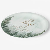 オ男の子素朴松の木の森の赤ちゃんシャワー ペーパープレート (アングル)