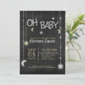 オ男の赤ちゃんガールシャルボードムーンスターズ赤ちゃんシャワー 招待状 (スタンド正面)