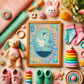 オ男の赤ちゃんストークお洒落キュートブルー カード