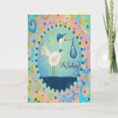 オ男の赤ちゃんストークお洒落キュートブルー カード (正面)