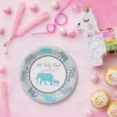 オ男の赤ちゃんゾウパターン(の模様が)あるンシェブロンモダン ペーパープレート (パーティー)