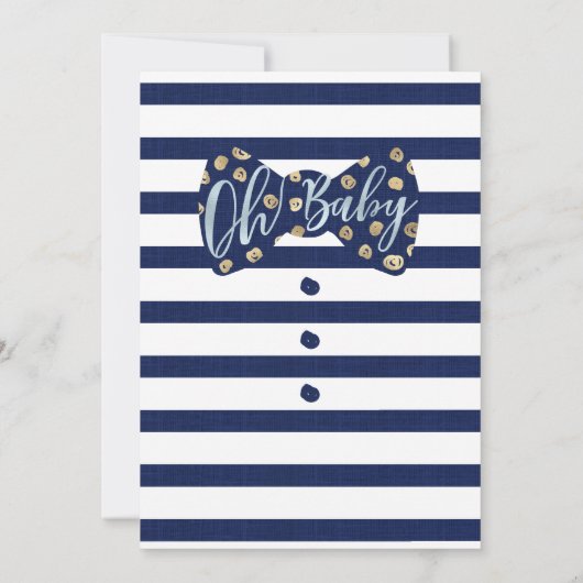 オ男の赤ちゃんネイビーボウタイベビーシャワー招待状 招待状 (裏面)