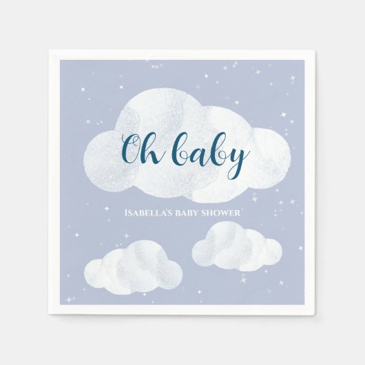 オ男の赤ちゃんブルークラウドスカイスターベイビーシャワー スタンダードカクテルナプキン (正面)