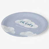 オ男の赤ちゃんブルークラウドスカイスターベイビーシャワー ペーパープレート (アングル)