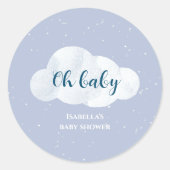 オ男の赤ちゃんブルークラウドスカイスターベイビーシャワー ラウンドシール (正面)