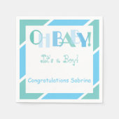 オ男の赤ちゃんブルーモダンベビーシャワーパーティーナプキン スタンダードカクテルナプキン (正面)