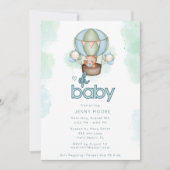 オ男の赤ちゃんホットエアバルーンベビーシャワー招待状 招待状 (正面)