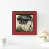 オ素晴らしードボンのアメリカ鳥のブルーヘロン スクエア壁時計 (ホーム)