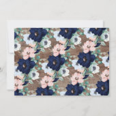 オ素朴ベビーネイビーブルー赤面フローラベビーシャワー 招待状 (裏面)