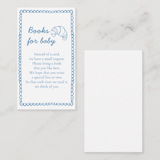 オ素朴ーベン赤ちゃんシャワーのベビーパン用の本 エンクロージャーカード (正面/裏面)