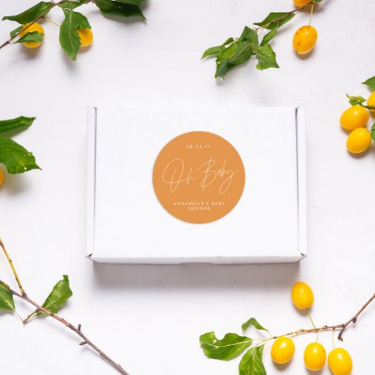 オ赤ちゃんシャワースクリプトモダンオレンジエレガント ラウンドシール