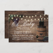 オ赤ちゃんシャワー素朴ワインバレル国 招待状 (正面/裏面)