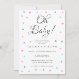 オ赤ちゃんブルーピンクハート性発現パーティー 招待状