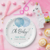 オ赤ちゃんブルー風船ボーイベビシャワー ペーパープレート (パーティー)