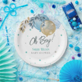 オ赤ちゃんブルー風船ボーイベビシャワー ペーパープレート (パーティー)